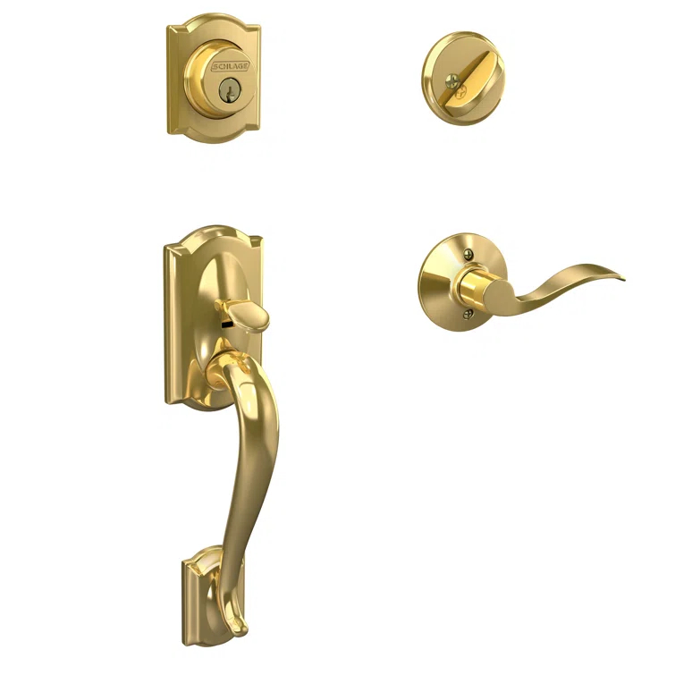 Camelot Handleset with Deadbolt and Accent Door Lever and Rosette