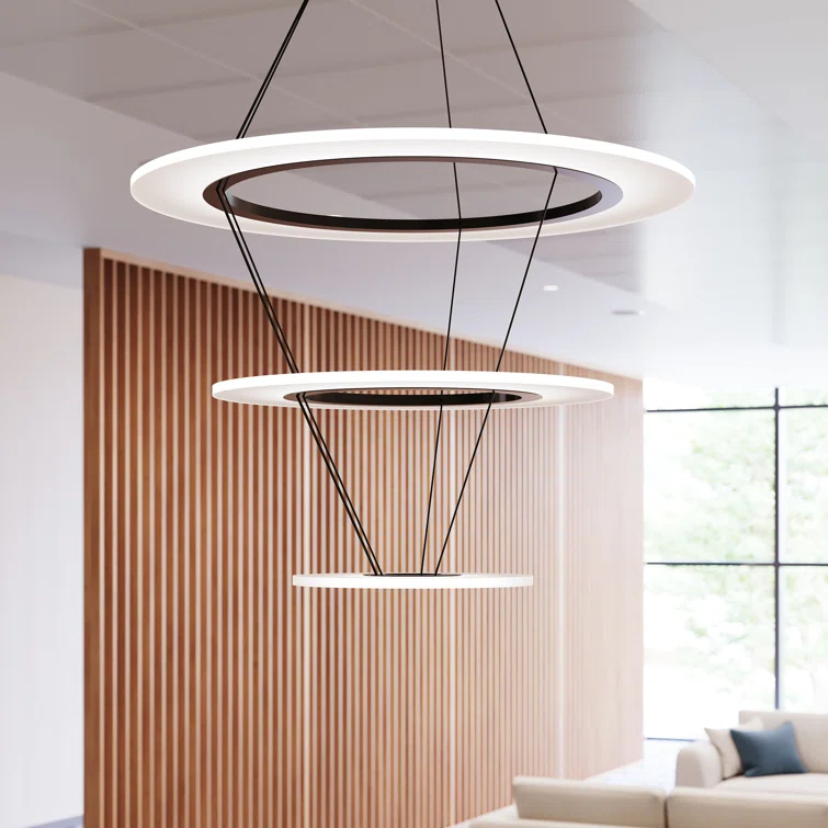 Arctic Rings 3 - Light Acrylic Dimmable LED Tiered Chandelier