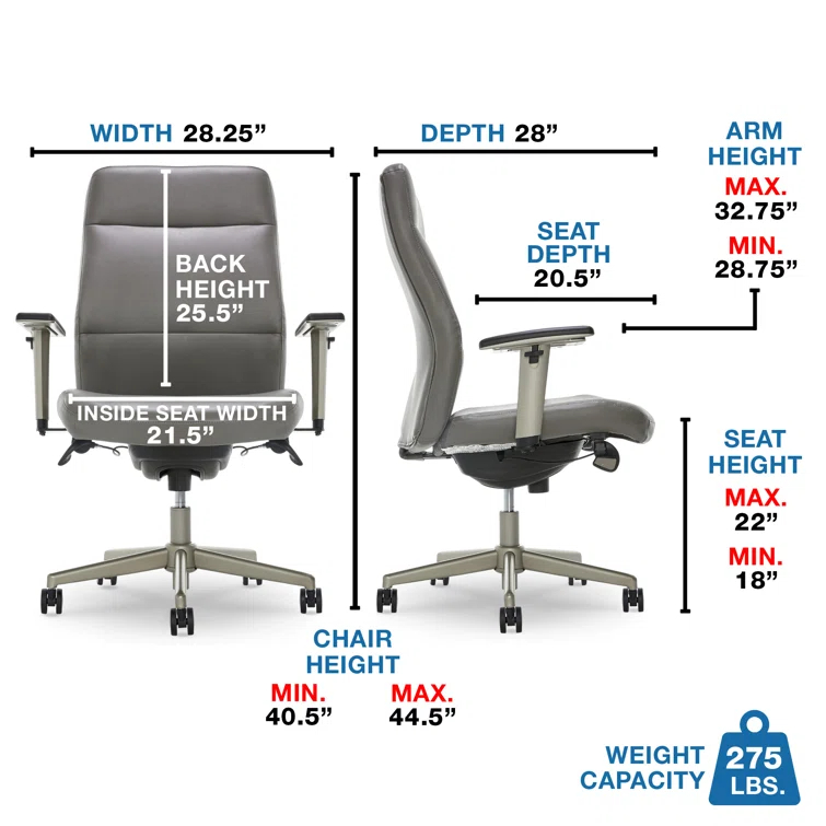 La-Z-Boy Baylor Bonded Leather Adjustable Ergonomic Executive Office Chair with Lumbar Support