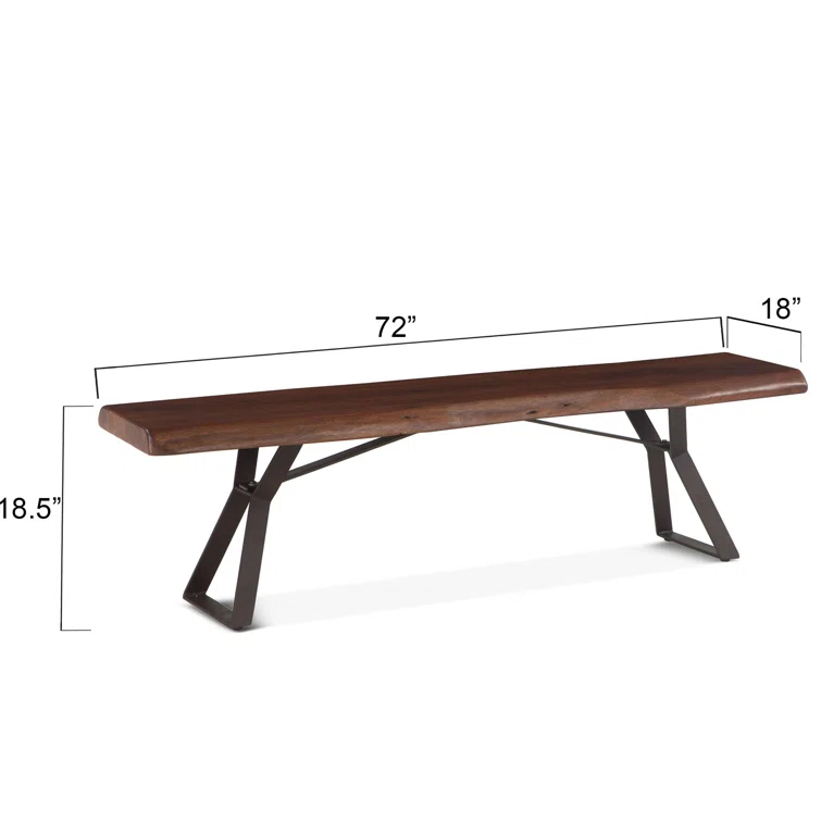 Nottingham Antique Zinc & Walnut 72" Industrial Dining Bench
