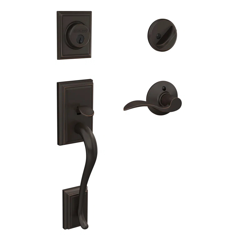 Addison Handleset with Single Cylinder Deadbolt and Accent Door Lever and Rosette