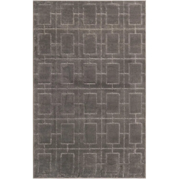 Glam Geometric Gray Silver Area Rug