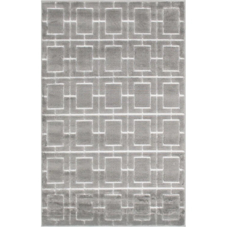Glam Geometric Gray Silver Area Rug