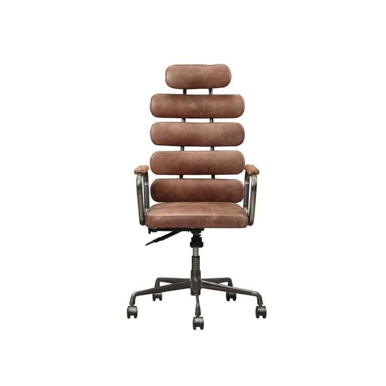 Genuine Leather Office Chair, Swivel Computer Chair, Home Office Chair