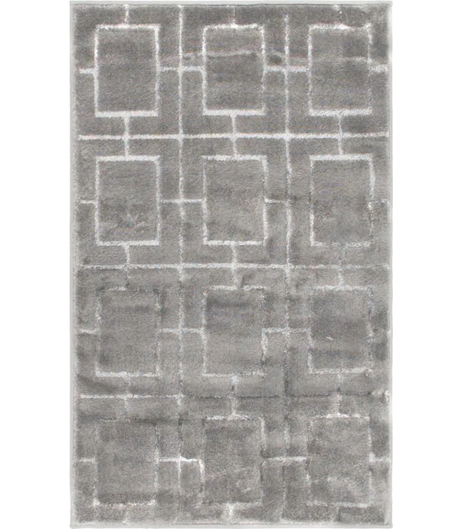 Glam Geometric Gray Silver Area Rug
