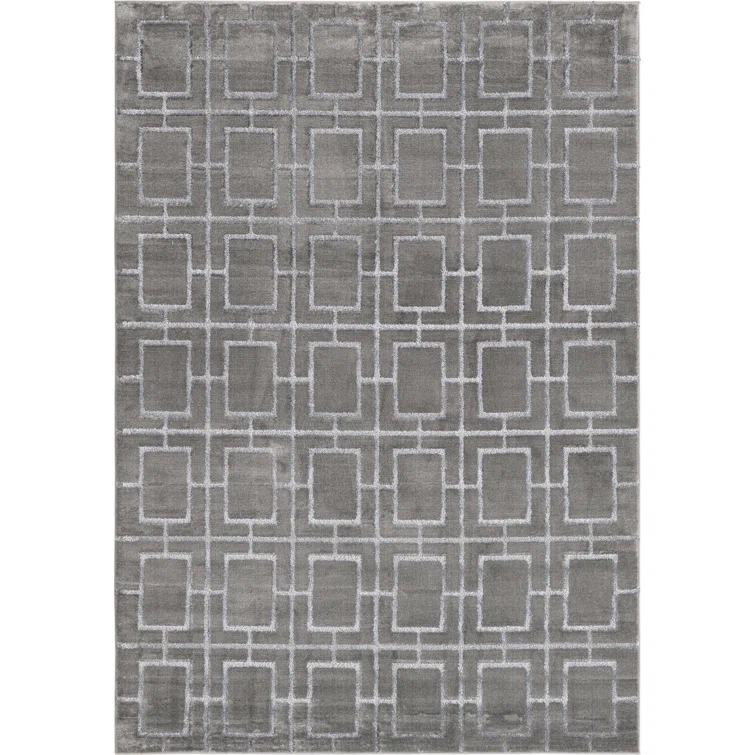 Glam Geometric Gray Silver Area Rug