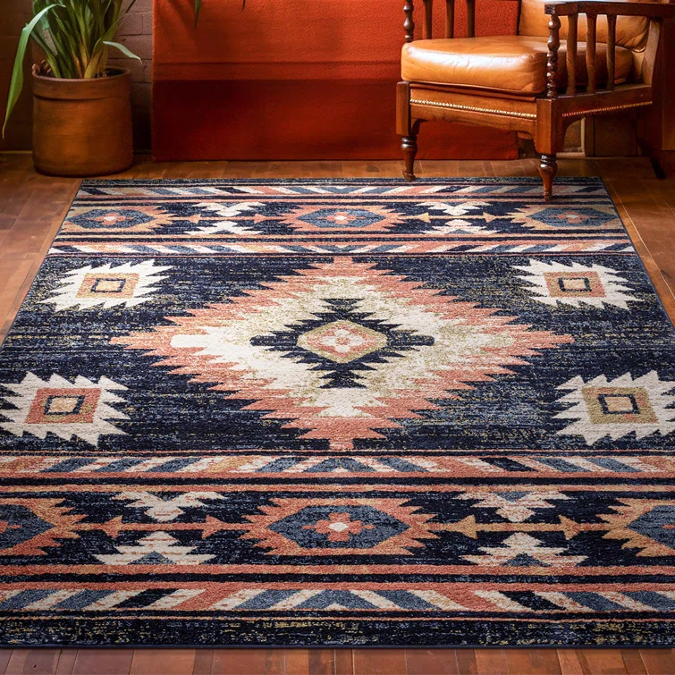 Lorelee Moroccan Southwestern Blue Beige Area Rug