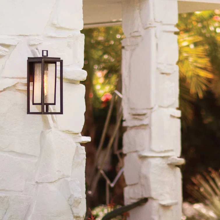 Republic Seeded Glass Outdoor Wall Mount Lantern