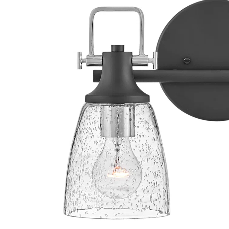 Easton Two-Light Bath Vanity Fixture w/ Clear Seedy Glass Shades