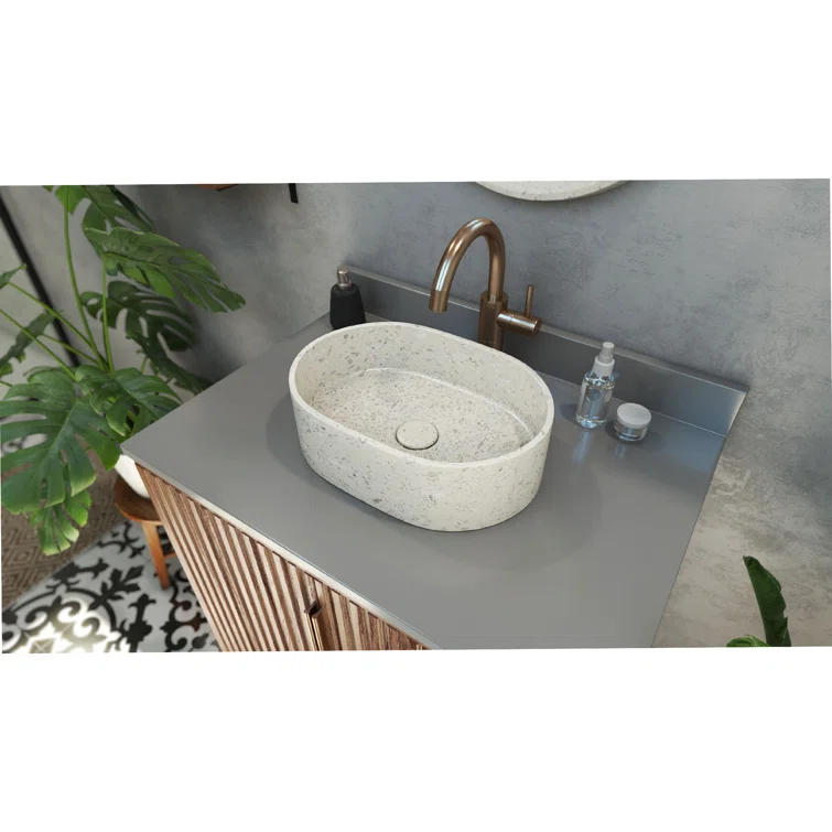 DreamLine Ambia 10'' Terrazzo Oval Vessel Bathroom Sink