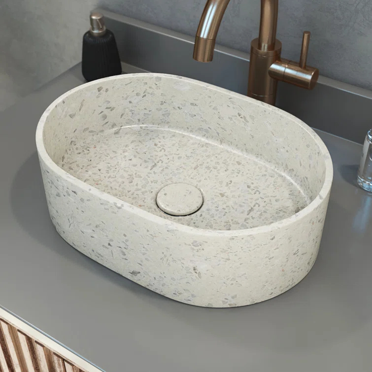DreamLine Ambia 10'' Terrazzo Oval Vessel Bathroom Sink