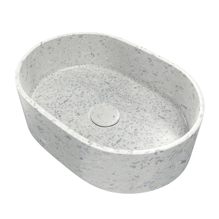 DreamLine Ambia 10'' Terrazzo Oval Vessel Bathroom Sink