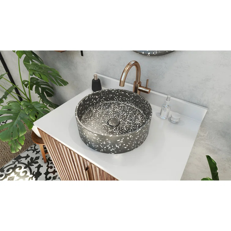 DreamLine Ambia 14.33'' Terrazzo Circular Vessel Bathroom Sink