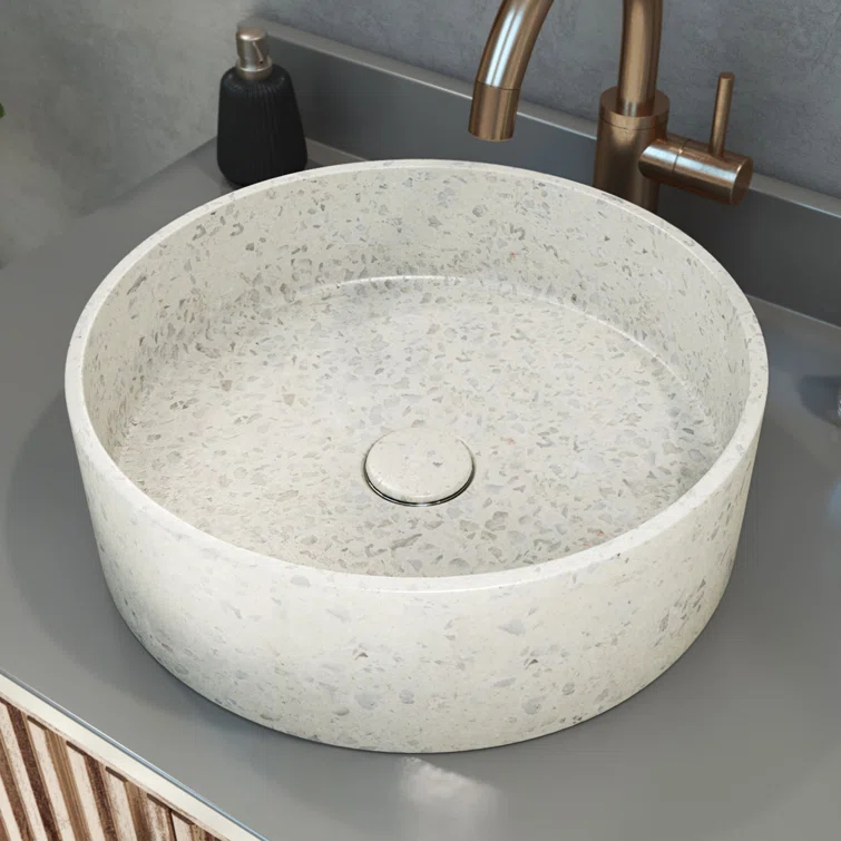 DreamLine SVAM15F15F4LX10 DreamLine Ambia 14.33'' Terrazzo Circular Vessel Bathroom Sink