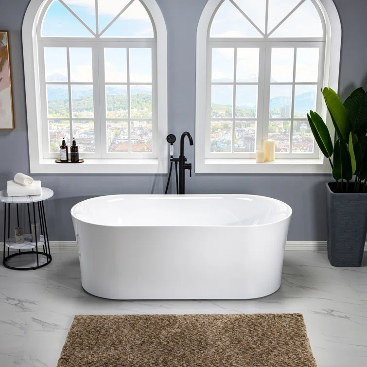 Freestanding Soaking Acrylic Curved Design Bathtub