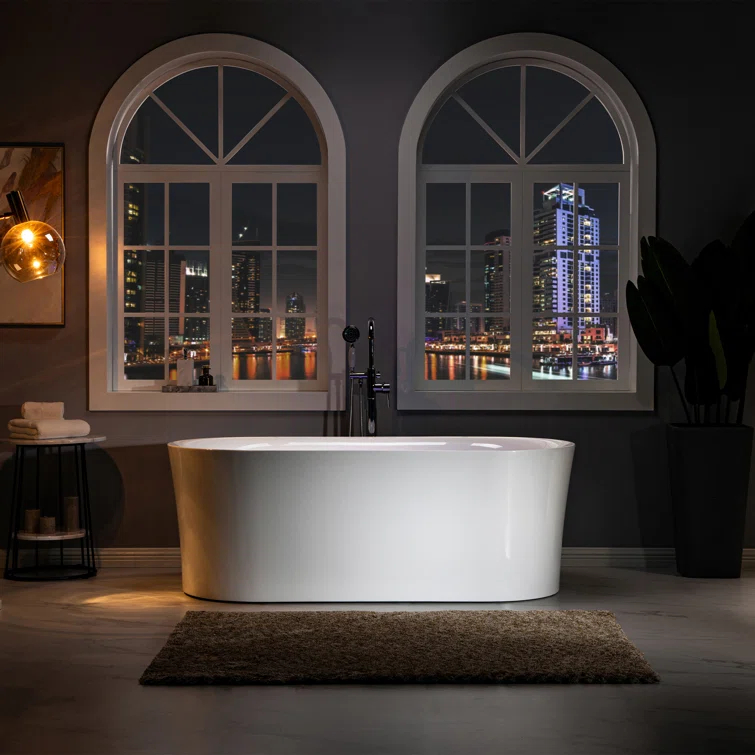Freestanding Soaking Acrylic Curved Design Bathtub