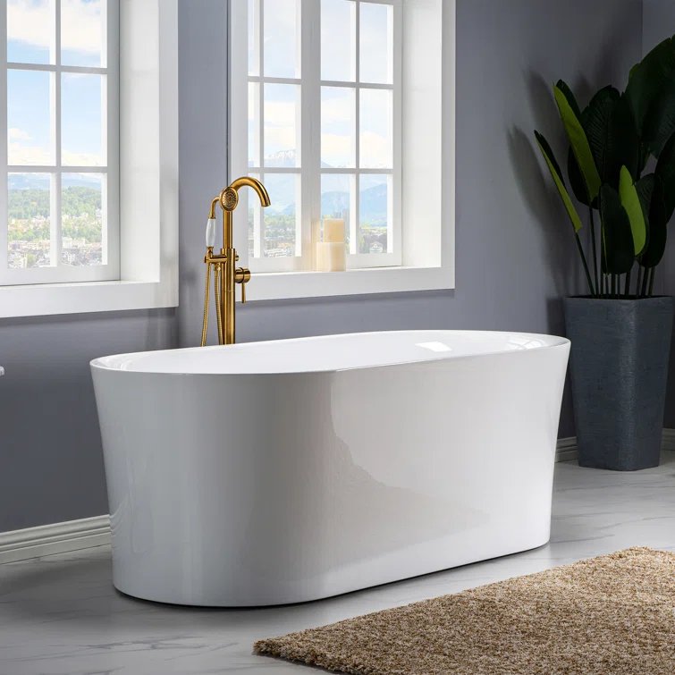 Freestanding Soaking Acrylic Curved Design Bathtub