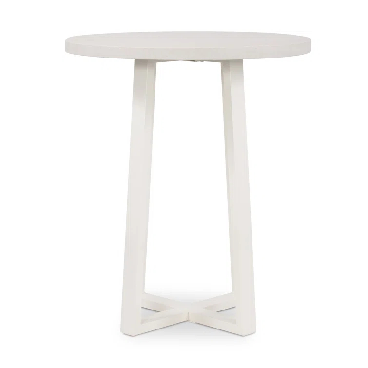 White Lava Stone and Iron Round Bar Table