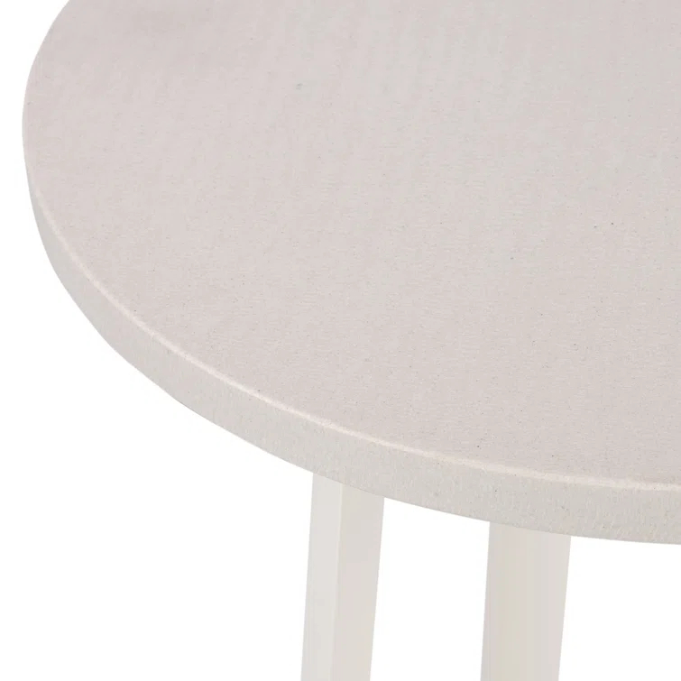 White Lava Stone and Iron Round Bar Table