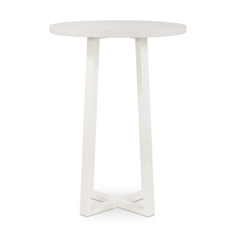 White Powder Coated Iron Minimalist Outdoor Accent Table