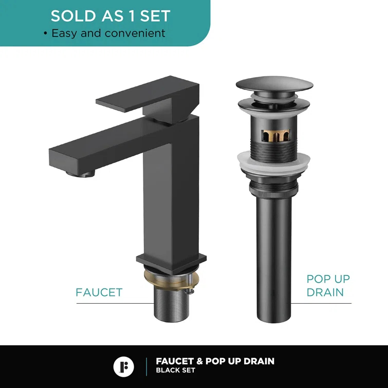 Single Hole Bathroom Faucet with Pop-up Drain and Strainer Basket