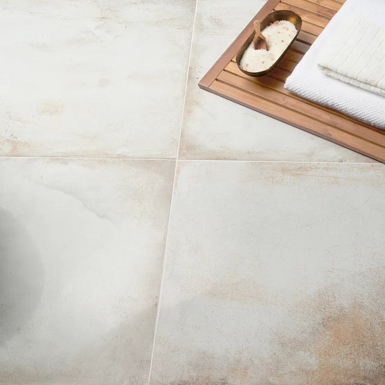 Large Format 23.62" x 47.24" Semi-polished Cement Look Porcelain Floor and Wall Tile