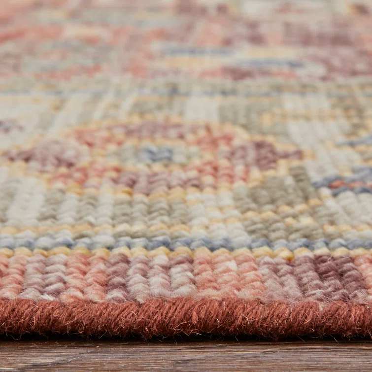 Red and Ivory Hand-Knotted Wool 9' x 12' Area Rug