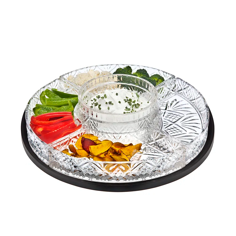 Dublin Clear Crystal 5 Section Lazy Susan Serving Tray