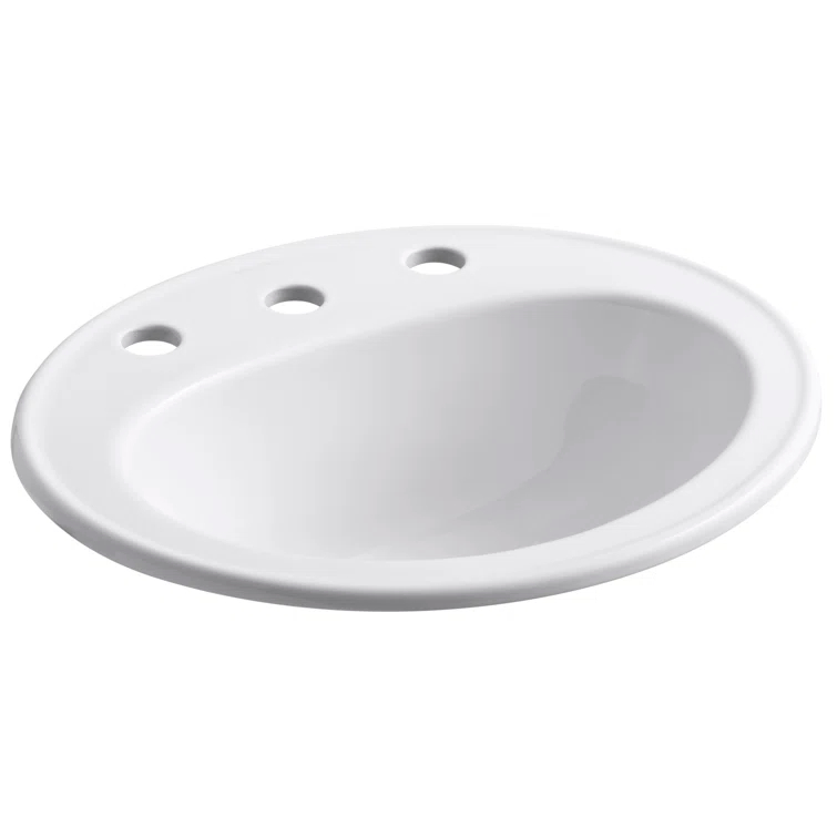 Pennington Ceramic Oval Drop-In Bathroom Sink with Overflow
