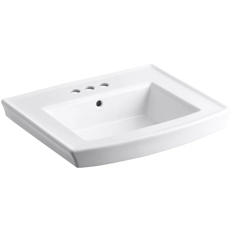 Archer® Vitreous China Rectangular Pedestal Bathroom Sink with Overflow