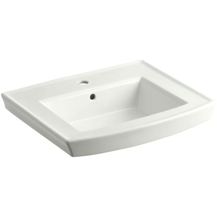 Archer® Vitreous China Rectangular Pedestal Bathroom Sink with Overflow