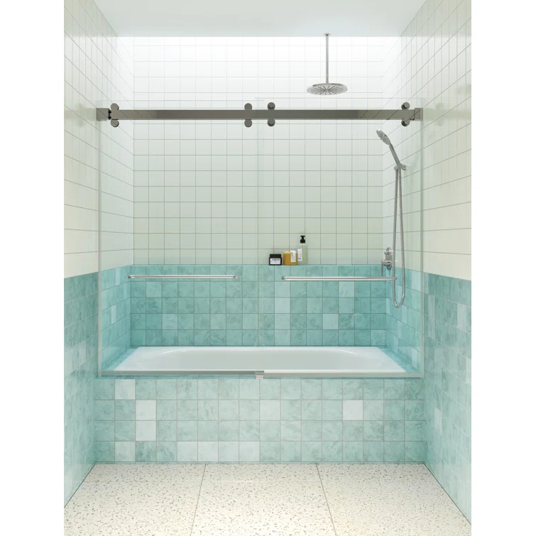 Polaris 60 in. x 60 in. Fully Frameless Sliding Bypass Bathtub Door