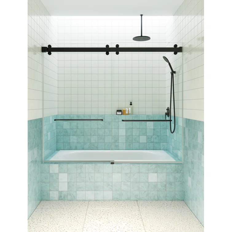 Polaris 60 in. x 60 in. Fully Frameless Sliding Bypass Bathtub Door