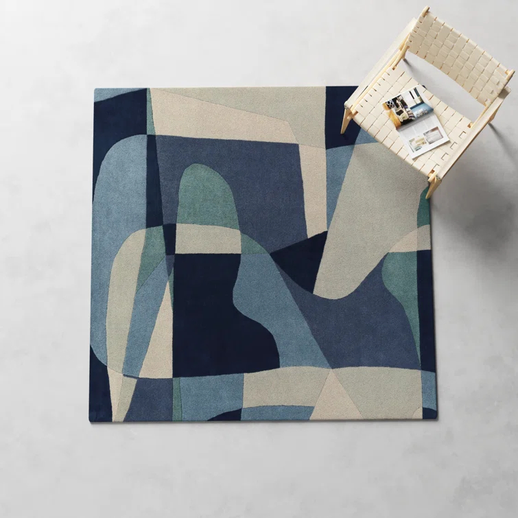 Gaye Wool Teal/Navy/Beige Rug