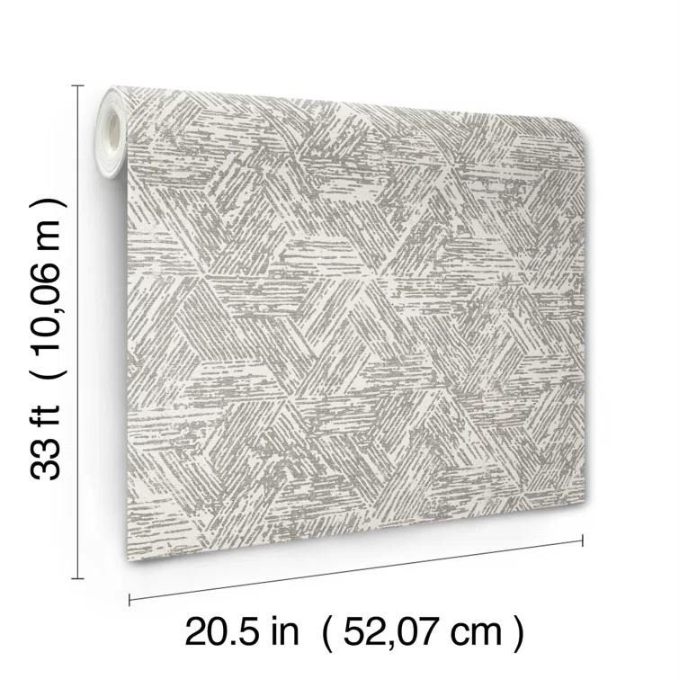 Grey Geometric Non-Pasted Washable Wallpaper Roll