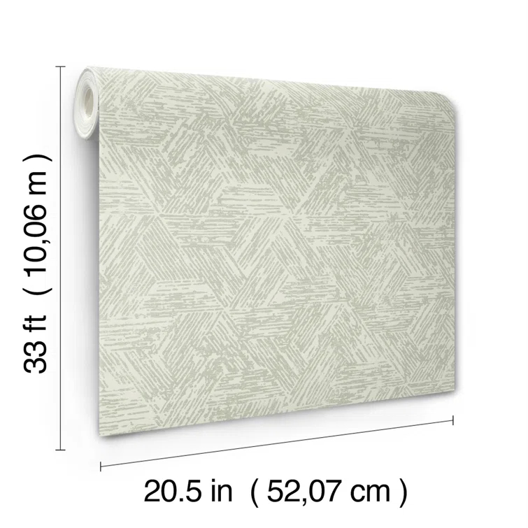 Sea Green Geometric Non-Pasted Washable Wallpaper