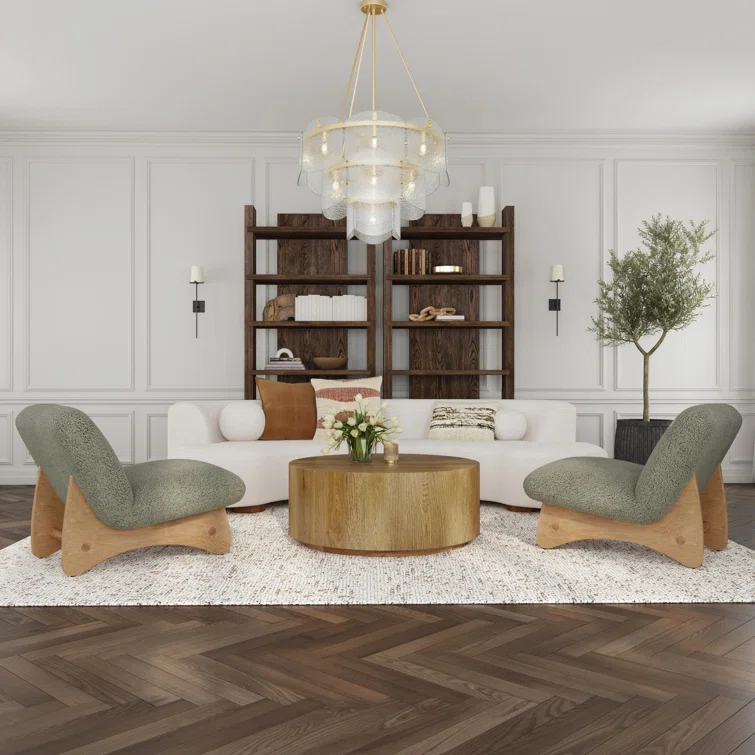 Classic Home Layne 42" Round Coffee Table in Light Brown