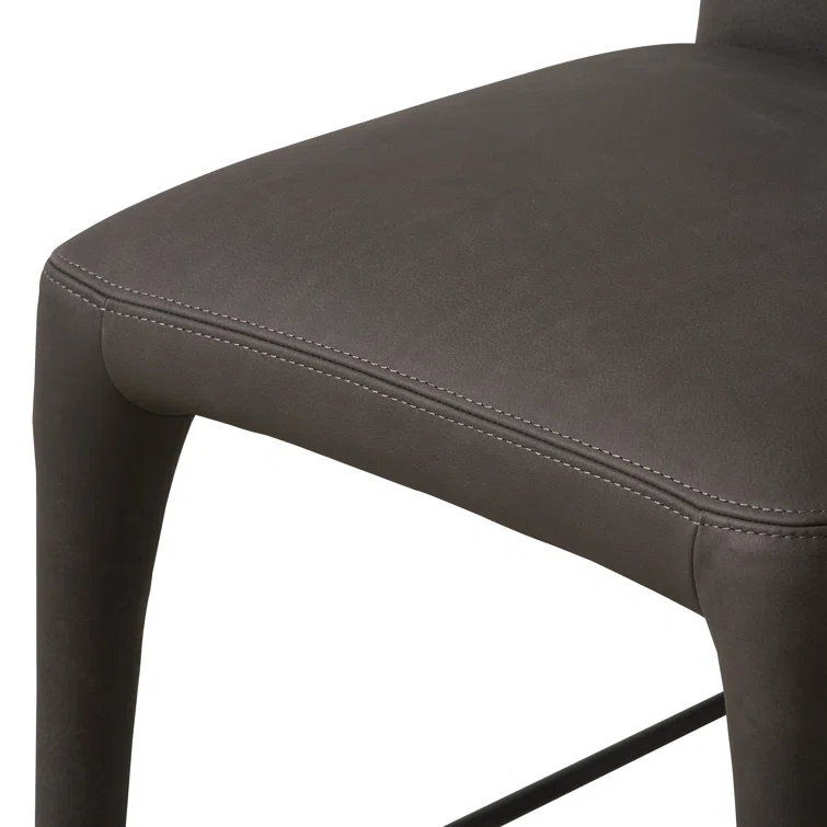 Heritage Graphite Top Grain Leather Counter Stool with Iron Legs