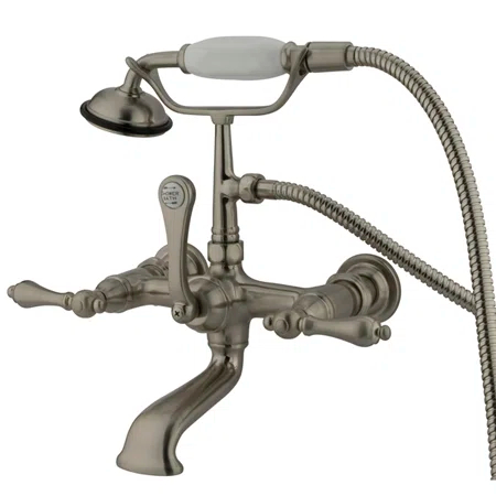 Hot Springs Triple Handle Wall Mounted Clawfoot Tub Faucet with Handshower
