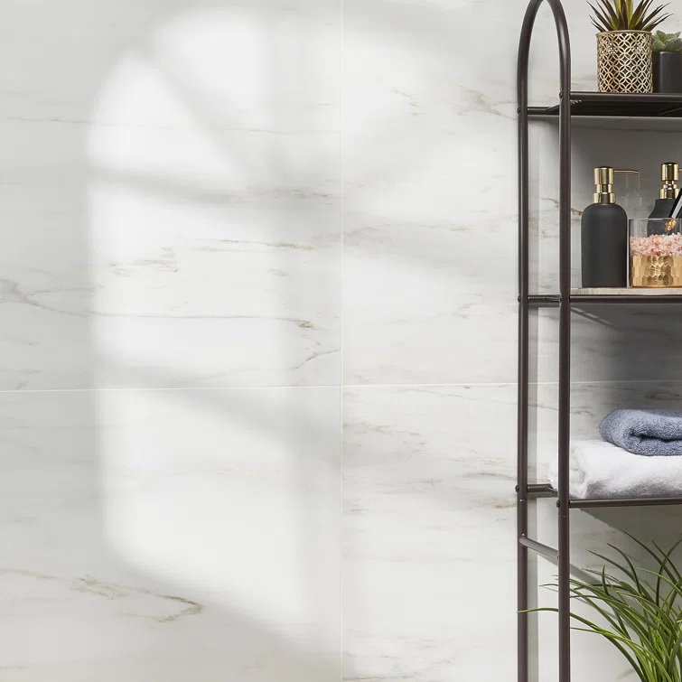 Large Format 24" x 47" Polished Marble Look Porcelain Floor and Wall Tile (15.5 Sq. Ft. / Case)