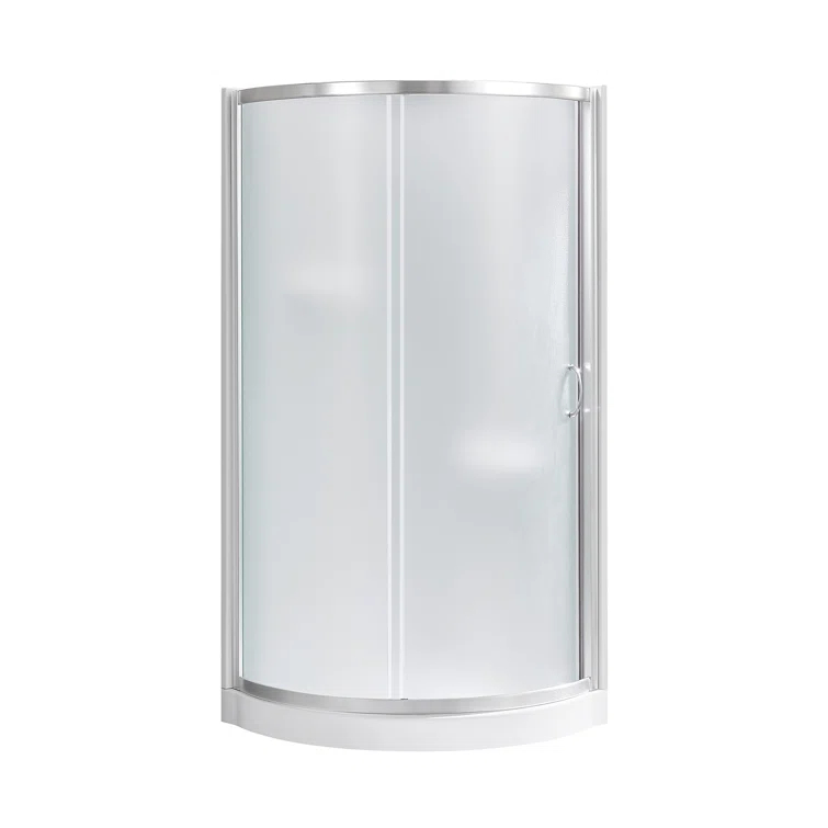 Ove Decors 15SKA-BREF34-SATAC OVE Decors Breeze 35 in. Round Shower Kit w/ Frosted, Base, Wall