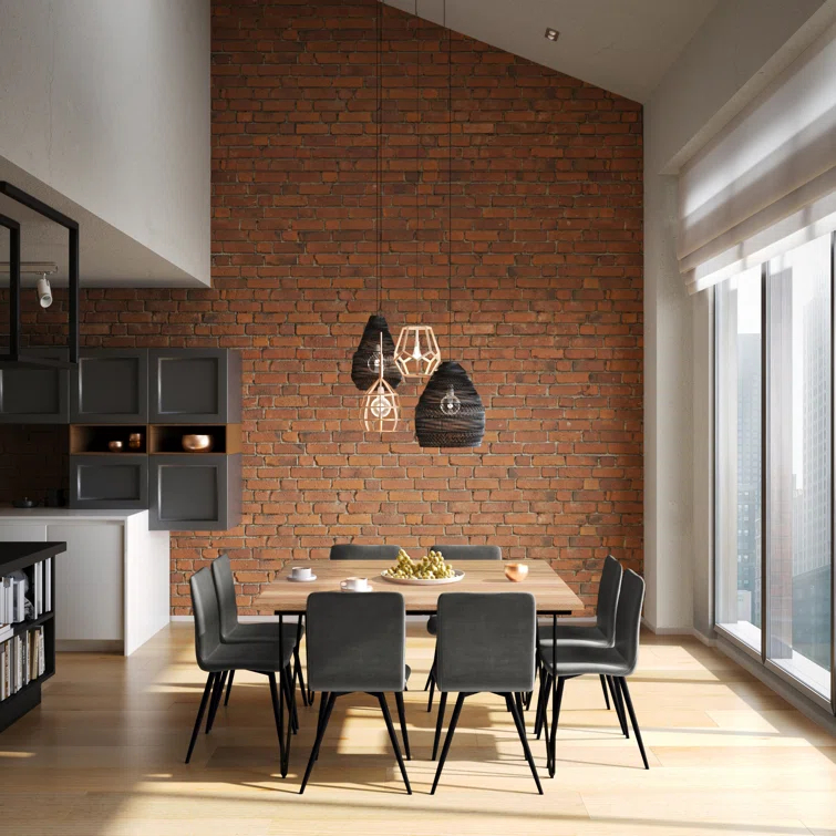 Hunter Solid Mango Wood Dining Table, Industrial Style with Hairpin Legs, Seats 6