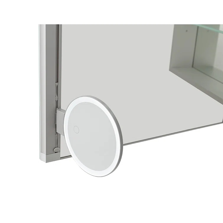 Royale Medicine Cabinet with Electrical Outlets, Defogger, Adjustable LED 3X Magnifying Mirror.