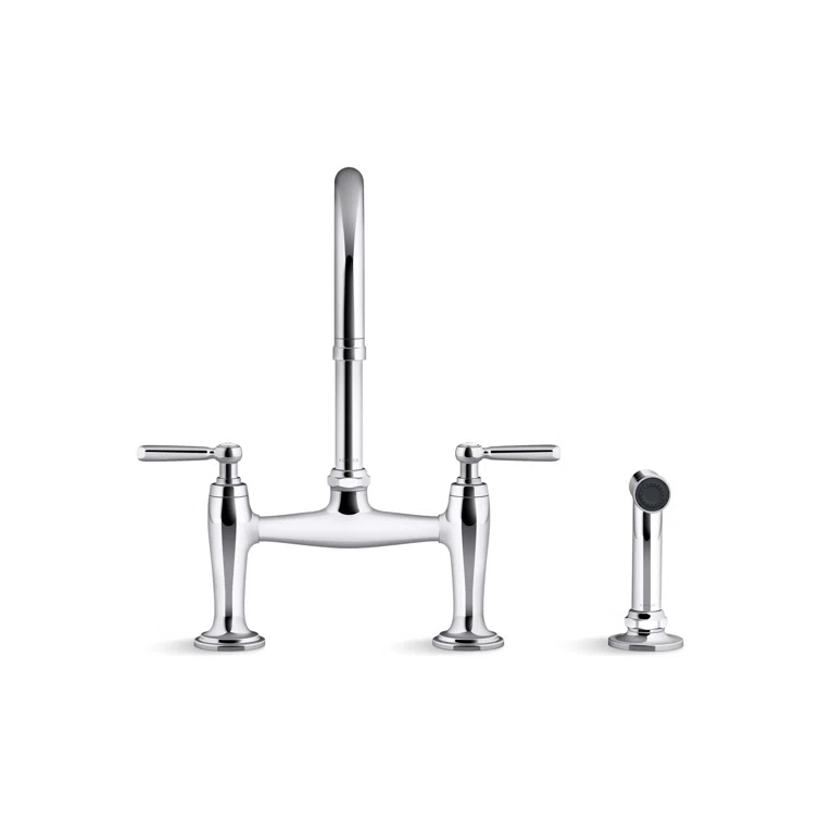 Edalyn by Studio McGee Two-Hole Bridge Kitchen Sink Faucet with Side Sprayer