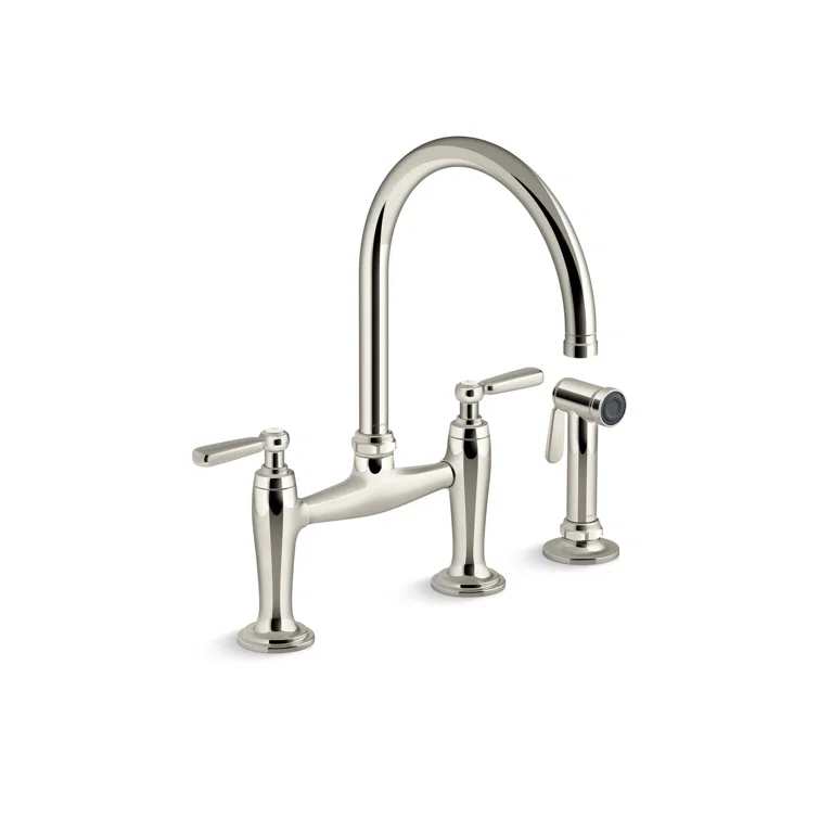 Edalyn by Studio McGee Two-Hole Bridge Kitchen Sink Faucet with Side Sprayer