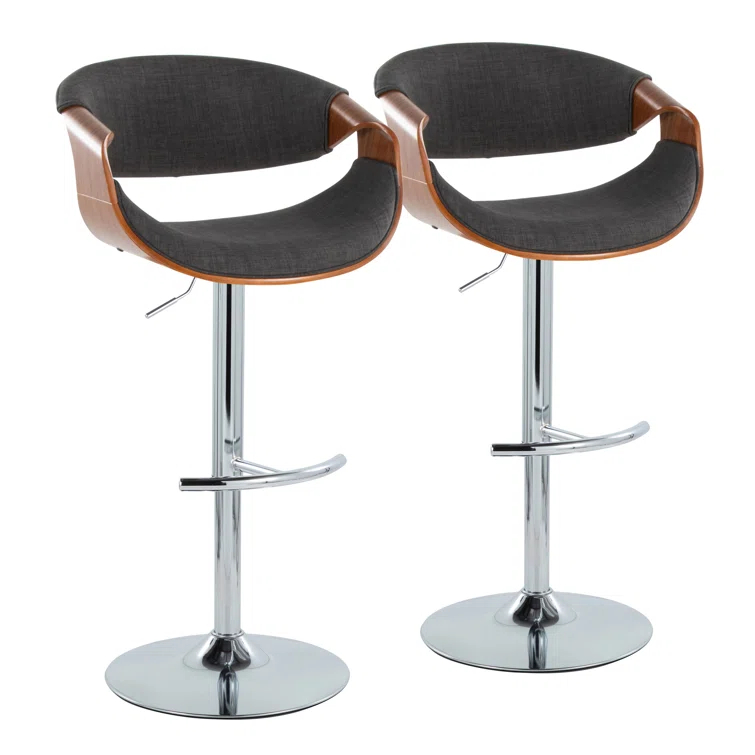 Swivel Upholstered Adjustable Height Counter Stool with Metal Frame