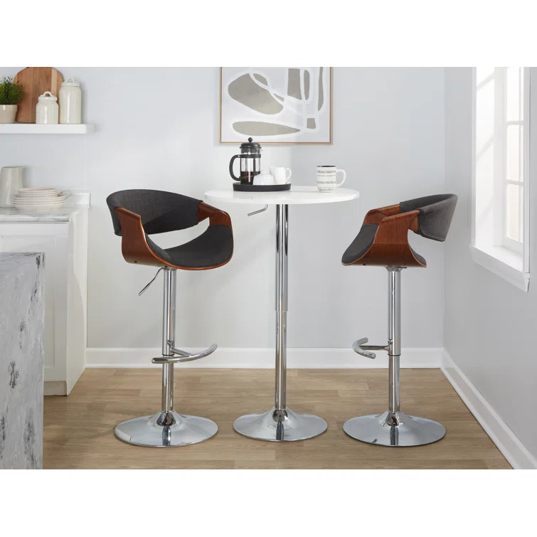 Swivel Upholstered Adjustable Height Counter Stool with Metal Frame