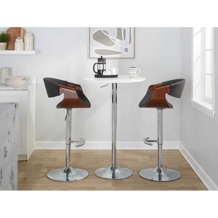 Swivel Upholstered Adjustable Height Counter Stool with Metal Frame