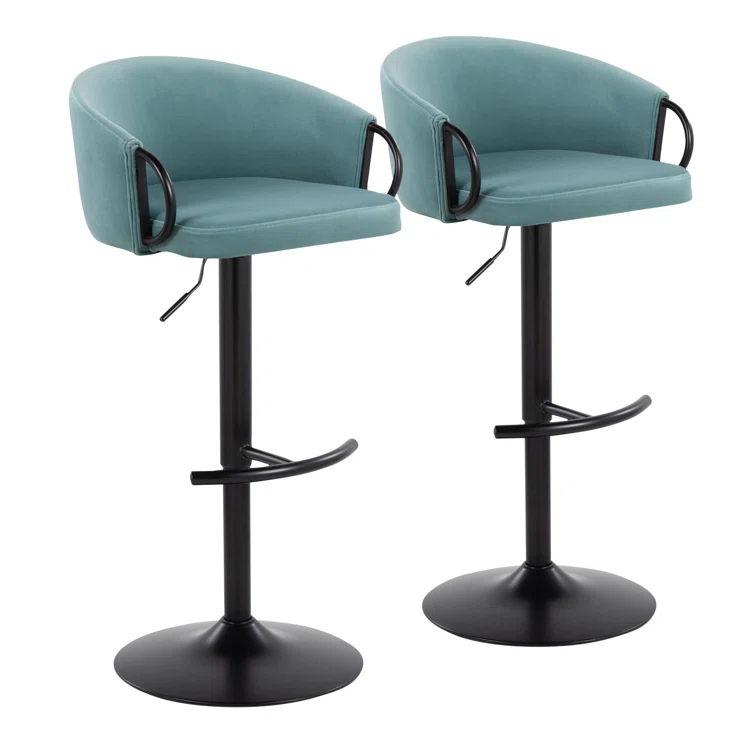 LumiSource Swivel Upholstered Adjustable Height Counter Stool with Metal Frame