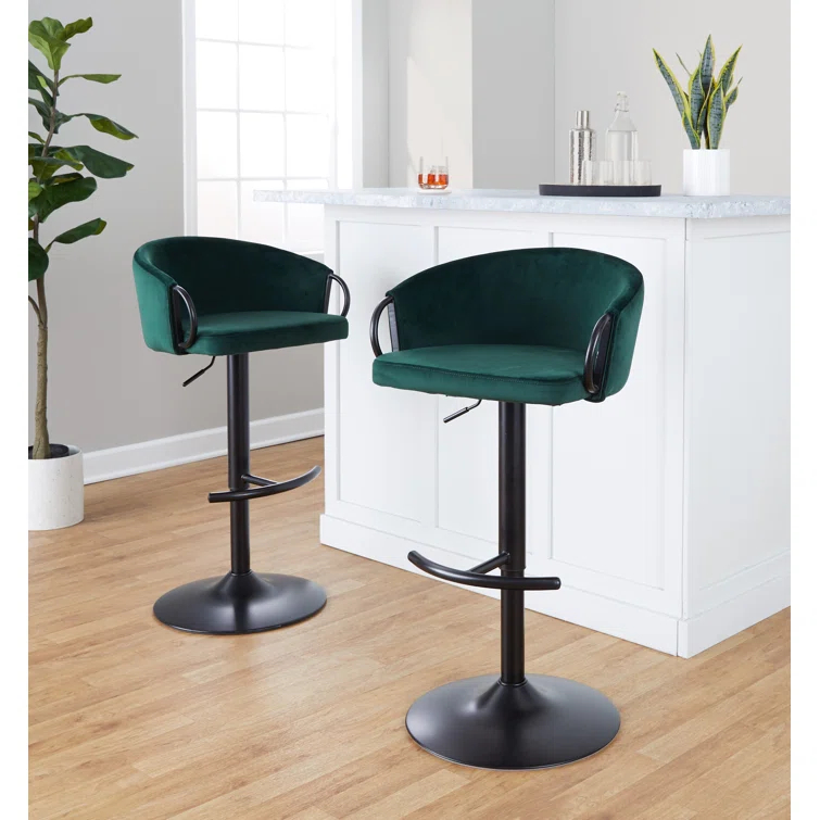 LumiSource Swivel Upholstered Adjustable Height Counter Stool with Metal Frame